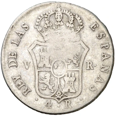 4 Reales Countermark on Spanish - Valencia 4 Reales, KM# back