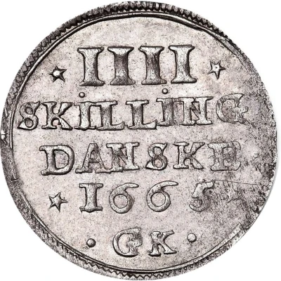 4 Skilling Dansk - Frederik III monogram type back