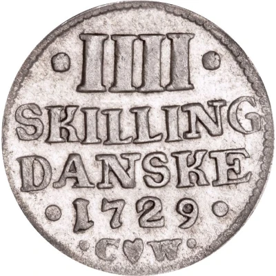 4 Skilling Dansk - Frederik IV back