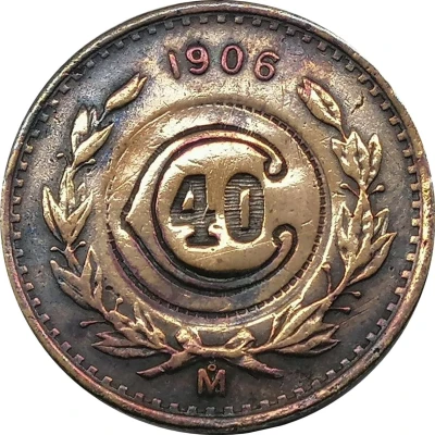 40 Centavos (Toluca - Countermarked) ND back