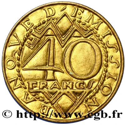 40 Francs Pattern ND back