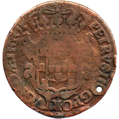 40 Reis - João Prince Countermark "SHIELD" coinage over "XX Réis, Pedro II" ND back