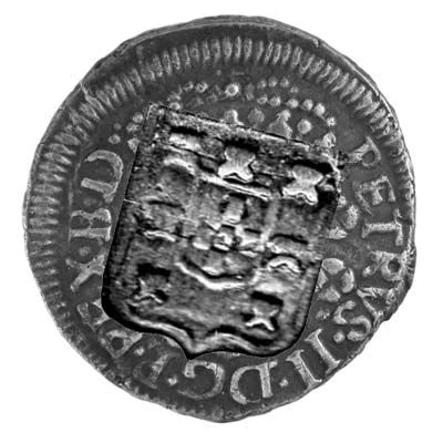 40 Réis - Charles I Countermark SHIELD over "40 Réis, Pedro II/Brazil" ND front