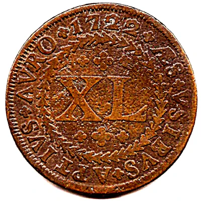 40 Réis - João V Province of Minas Gerais; Crown with 4 Arches; Lisbon back