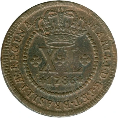 40 Réis - Maria I Large Type; Low and High Crowns; Lisbon front