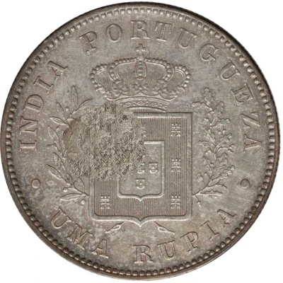 450 Réis Countermark "Crowned P.M" over 1 Rupee/India,Pt ND back