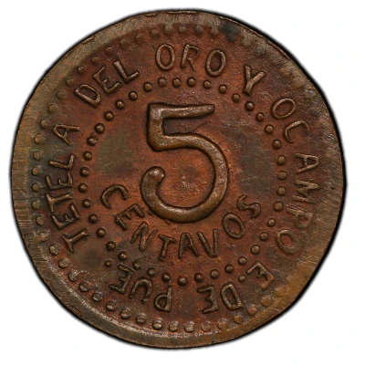 5 Centavos Tetela del Oro y Ocampo back