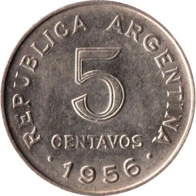 5 Centavos smaller head; smooth edge front