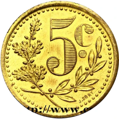 5 Centimes Alger Chamber of Commerce; Trial back