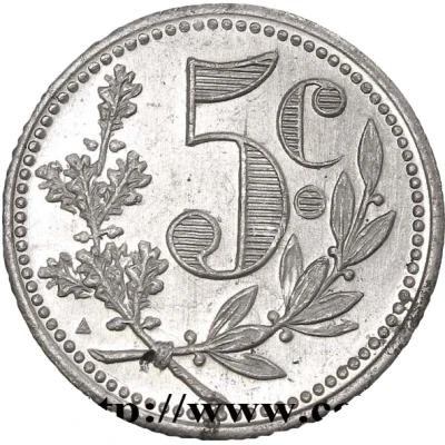 5 Centimes Alger Chamber of Commerce; Trial back