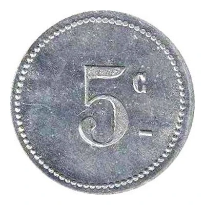 5 Centimes Bougie Chamber of Commerce; Straight "5" and Small "C" back