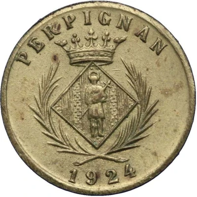 5 Centimes - Chambre Syndicale des Commerçants - Perpignan [66] Brass front