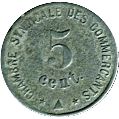 5 Centimes - Chambre Syndicale des Commerçants - Perpignan [66] Zinc back