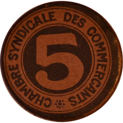 5 Centimes - Chambre Syndicale des Commerçants - Perpignan [66] back