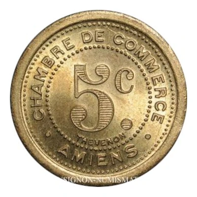 5 Centimes - Chambre de Commerce - Amiens [80] Gold plated Brass back