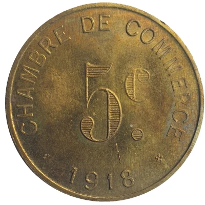 5 Centimes - Chambre de Commerce - Rouen [76] Brass back