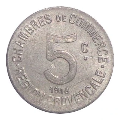 5 Centimes - Chambres de commerce - Région provençale "Four Towns" Aluminium Pattern back