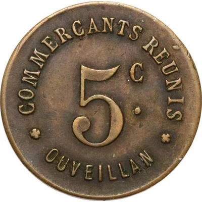 5 Centimes - Commerçants réunis - Ouveillan [11] ND front