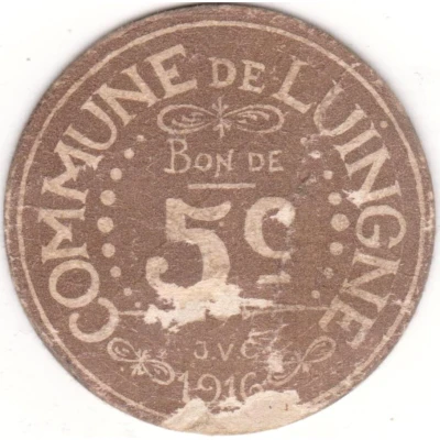 5 Centimes - Commune of Luingne [Hainaut] front