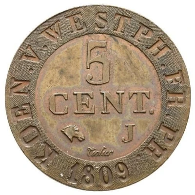 5 Centimes - Jérôme Bonaparte Pattern back