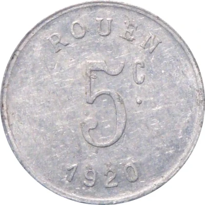 5 Centimes - Ligue des Commerçants Rouennais - Rouen [76] back