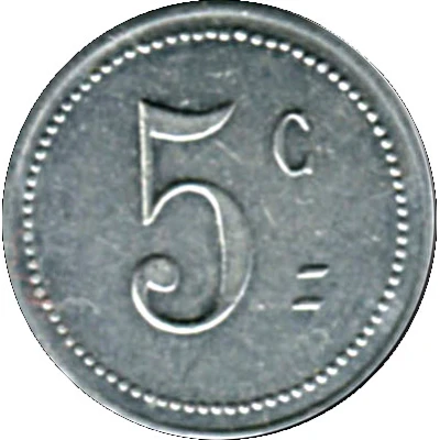 5 Centimes - Mairie de Laroque d'Olmes - Ariége ND back