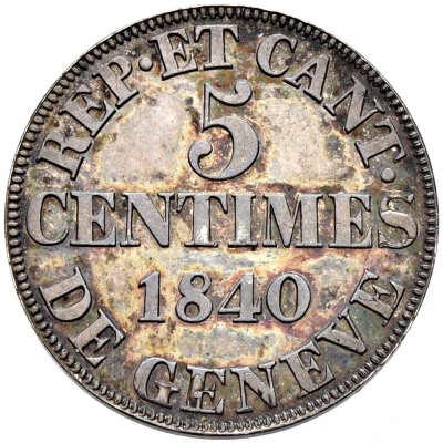 5 Centimes silver; pattern back