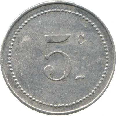 5 Centimes with date; Bône Chamber of Commerce back