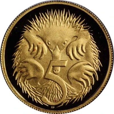 5 Cents - Elizabeth II 4th Portrait - Echidna; Gold Proof back