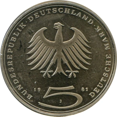 5 Deutsche Mark Gotthold Ephraim Lessing front