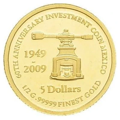 5 Dollars 60th Anniversary Investment Gold Mexico back