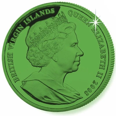 5 Dollars - Elizabeth II Olympics, Africa; Green Titanium front