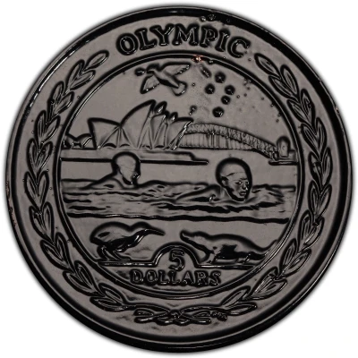 5 Dollars - Elizabeth II Olympics, Oceania; Titanium back