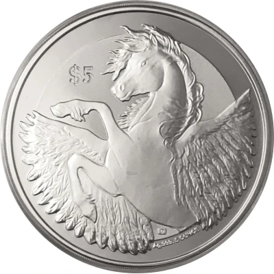 5 Dollars - Elizabeth II Pegasus; Silver 5oz. back