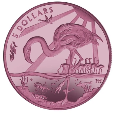 5 Dollars - Elizabeth II Pink Flamingo back