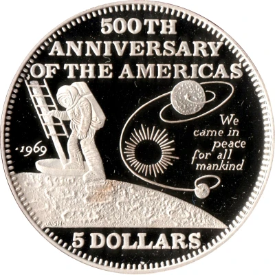 5 Dollars First manned Moonlanding back