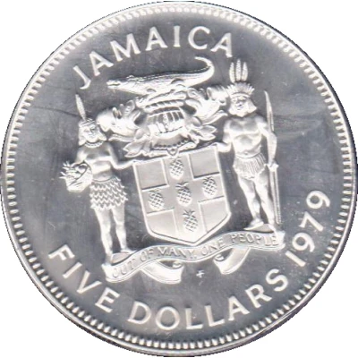 5 Dollars Norman W. Manley; copper-nickel; large type front