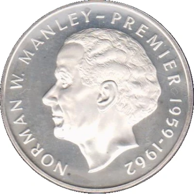 5 Dollars Norman W. Manley; copper-nickel; small type back