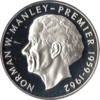 5 Dollars Norman W. Manley; silver proof; large type back