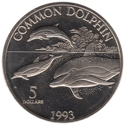 5 Dollars Pacific Whales and Dolphins back