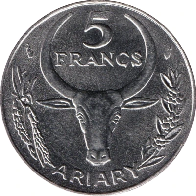 5 Francs / 1 Ariary back