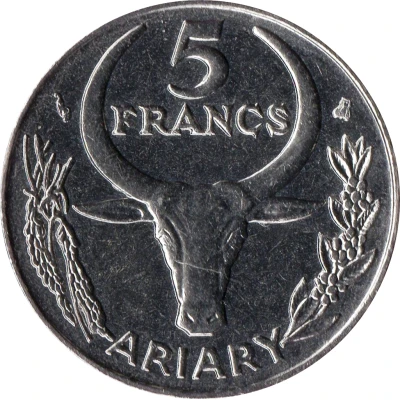 5 Francs / 1 Ariary back