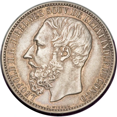 5 Francs - Léopold II front