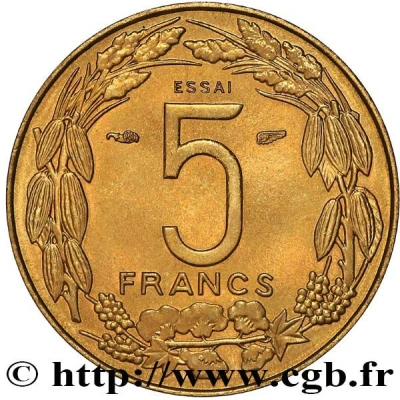 5 Francs Pattern back