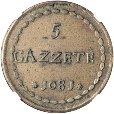 5 Gazettae Denomination in Italian back