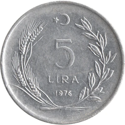 5 Lira large type; crescent to left back