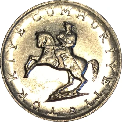 5 Lira small type; crescent to right; large front