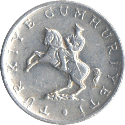 5 Lira small type; crescent to right; small front