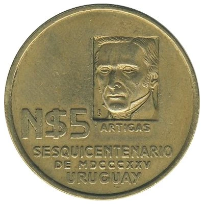 5 Nuevos Pesos José Artigas ND front