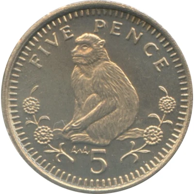 5 Pence - Elizabeth II Barbary Macaque; small type back